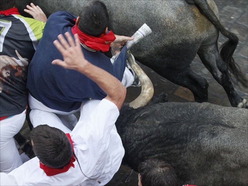 Pamplona- San Fermines - im Gewühl mit den Stieren