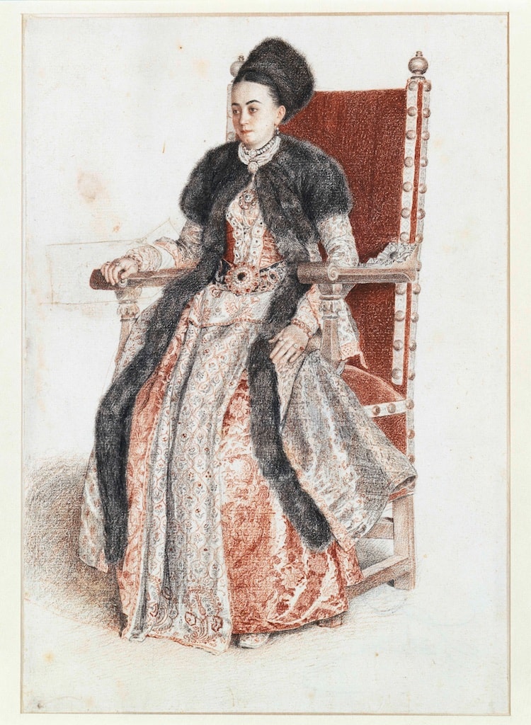 Jean-Etienne Liotard, Ekaterina Mavrocordat, 1742???43
<br />Red and black chalk on paper, 21.7 x 15 cm
<br />Kupferstichkabinett, Staatliche Museen zu Berlin, inv. KDZ 1626
<br />Photo Berlin, Kupferstichkabinett. Staatliche Museen zu Berlin. Photography: Volker-H. Schneider
<br />