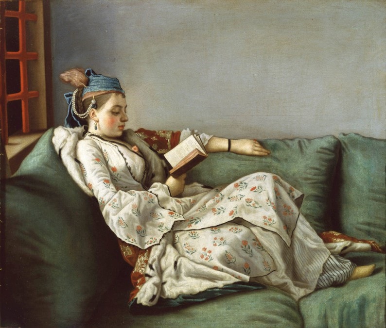 Jean-Etienne Liotard, Woman on a Sofa Reading, 1748???52
<br />Oil on canvas, 50 x 60 cm
<br />Galleria degli Uffizi, Florence 
<br />Photo Gabinetto Fotografico dell